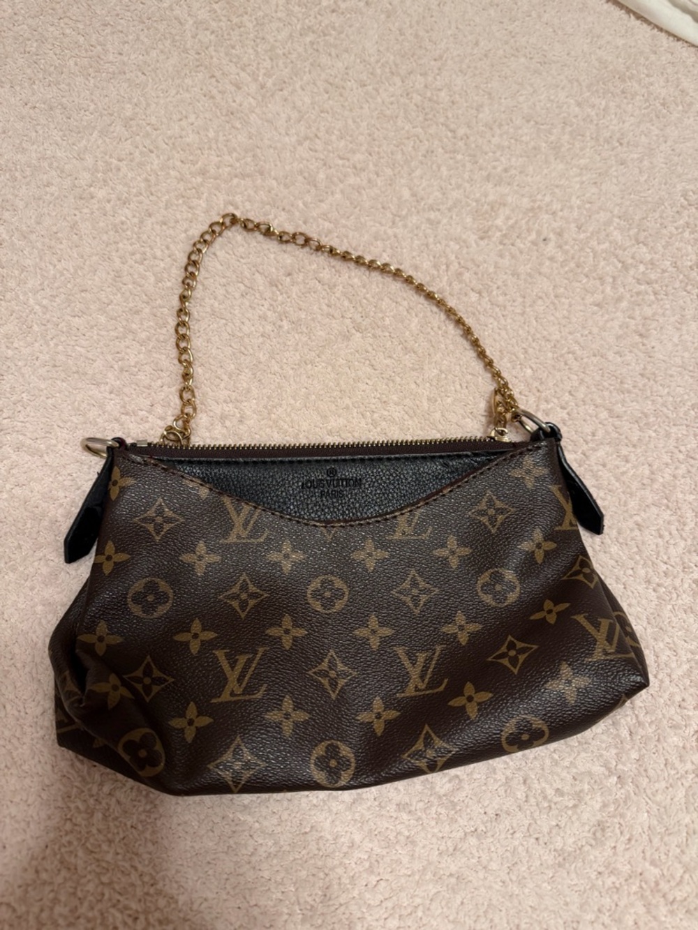 Louis Vuitton Monogram Canvas Mini Shoulder Bag with Gold Chain